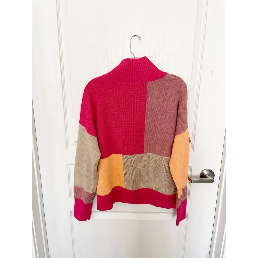 525 America Colorblock Sweater Tango Orange Size Medium New - Picture 5 of 10
